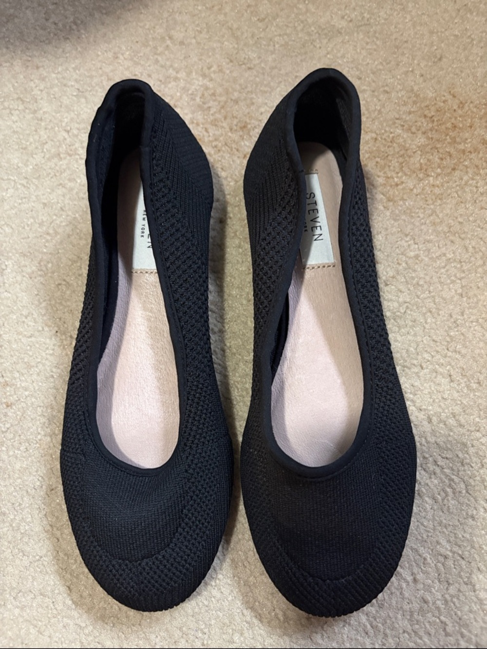 Steve Madden Black Knit Slip-On Ballet Flats
